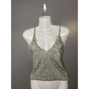Love Republic Tank Top Womens M/L Green Knit V Neck Cami Stretch Made USA